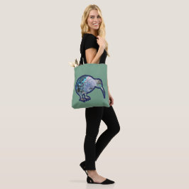 Gorgous Shiny Pāua Kiwi Bird på Grönten  Tygkasse