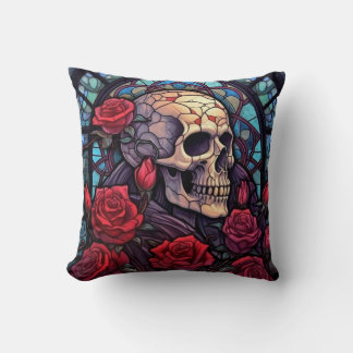 Gorgous Skull och Röd ros Kudde