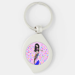 🧜 ‍ ♀️ ❤️ ✦・ Gorgous Sparkling Little Goth Sjöjun Swirl Silverfärgad Nyckelring