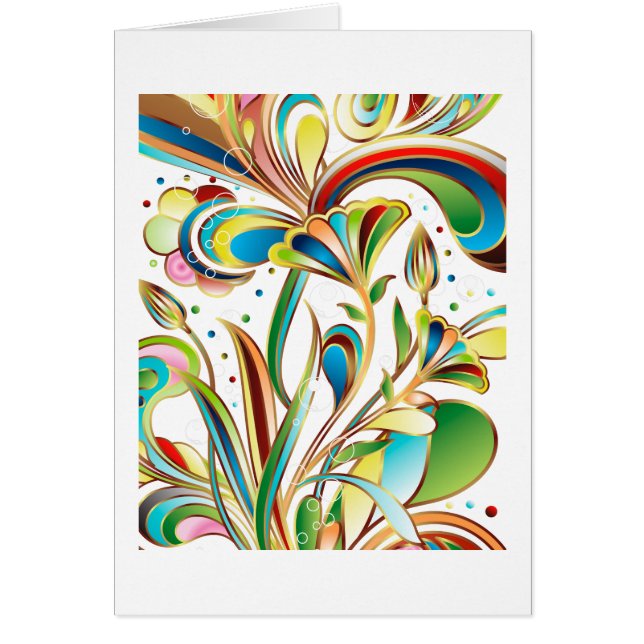 Gorgous Swirling Flowers Hälsningskort (Framsidan)