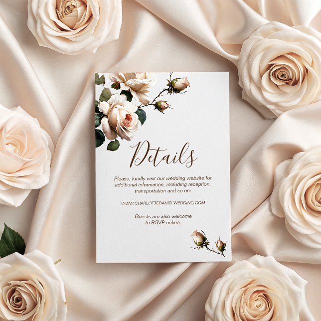 Gorgous Tea Ro Bröllop Information Tilläggskort (Gorgeous Tea Rose Wedding Details Enclosure Card)