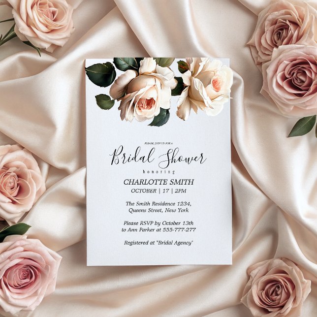 Gorgous Tea Ro Möhippa Inbjudningar (Gorgeous Tea Rose Bridal Shower Invitation)