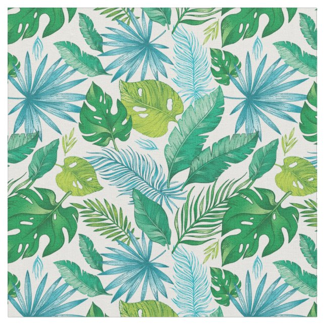 Gorgous Tropical Jungle Handflatan Lövs Tyg (Närbild)