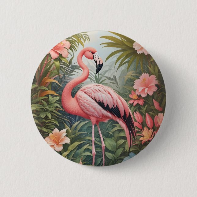 Gorgous Tropical Rosa Flamingo Bird Knapp (Framsida)
