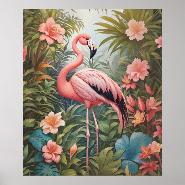Gorgous Tropical Rosa Flamingo Bird Poster (Framsidan)