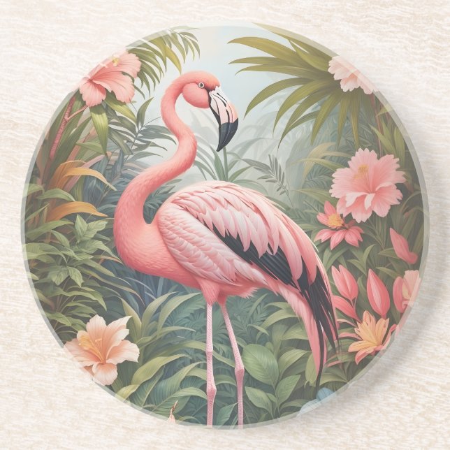Gorgous Tropical Rosa Flamingo Bird Underlägg (Framsidan)