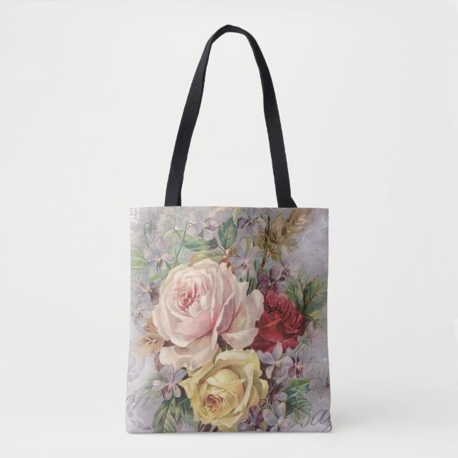 Gorgous Victorian Stil Ro och Small Flowers Tygkasse (Framsida)