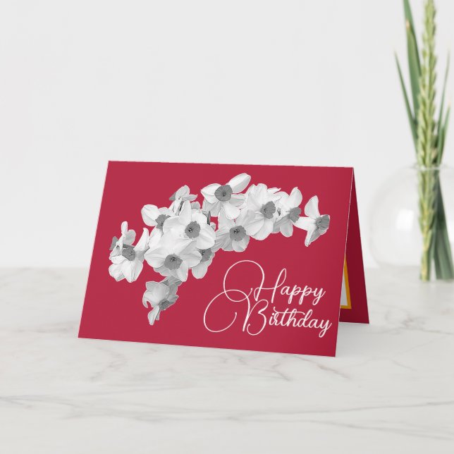 Gorgous White Daffodils Söt Bouquet Birthday Kort (Framsida)
