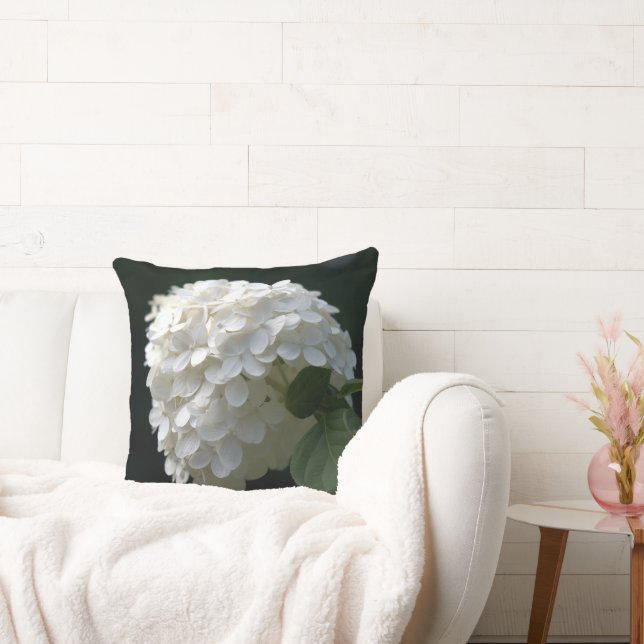 Gorgous White Hydrangea Blommigt Dekorativ kudde (Soffa)