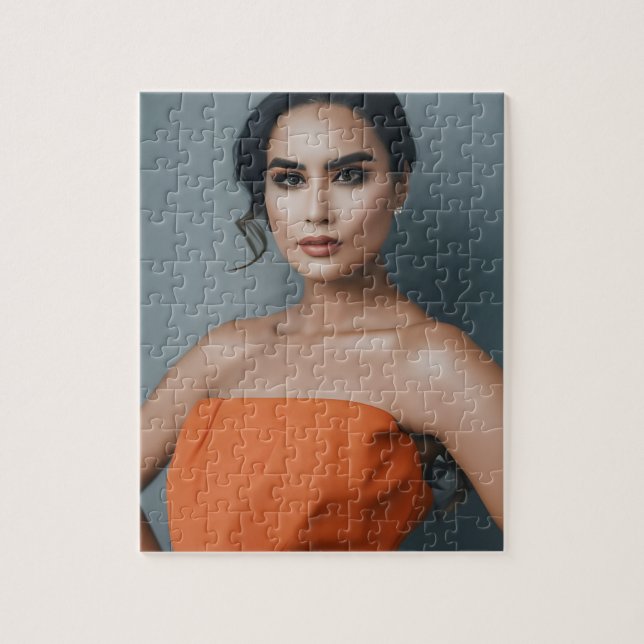 Gorgous Woman i Orange Jigszawa Puzzle Pussel (Vertikal)