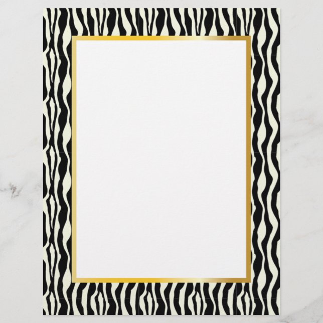 Gorgous Zebra Gräns Stationery - Guld (Framsida)