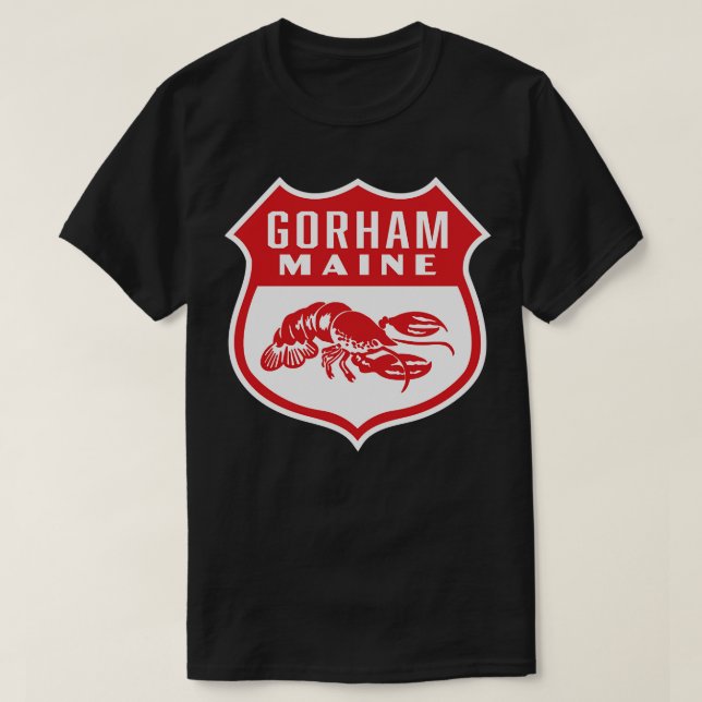 Gorham Maine Retro Shield Red T Shirt (Design framsida)