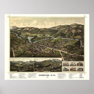 Gorham, NH Panoramic Karta - 1888 Poster