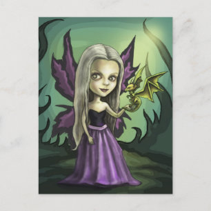 Gorhic Fairy och Baby Dragon Vykort