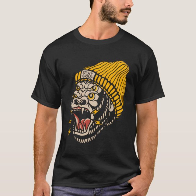 Gorilla American Traditional Tattoo Inked Scho T Shirt (Framsida)