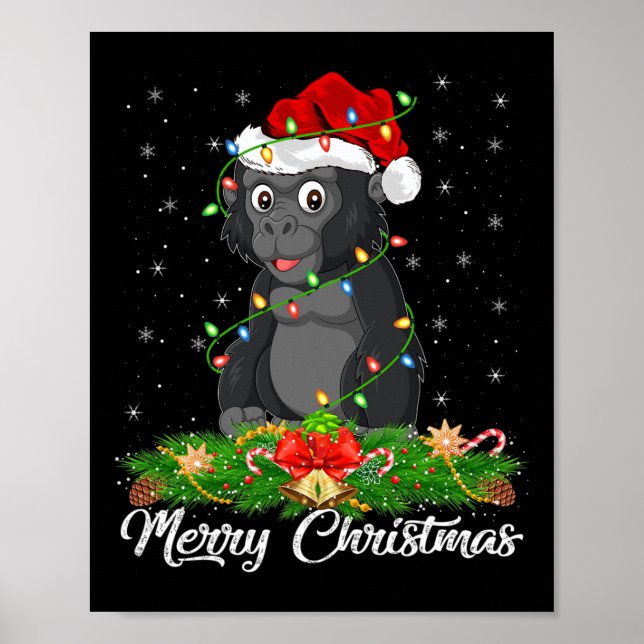 Gorilla Animal Lover Matching Santa Hat Gorilla Ch Poster (Framsidan)