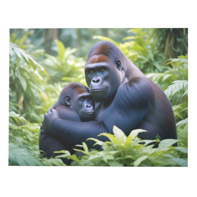 Gorilla Animal Nature Wildlife Affection Caring Anteckningsblock (Framsida)