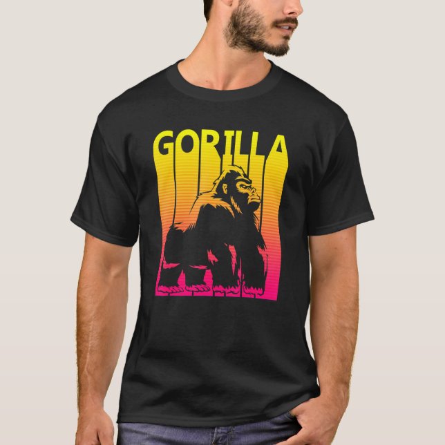 Gorilla Animal Retro Costume T Shirt (Framsida)