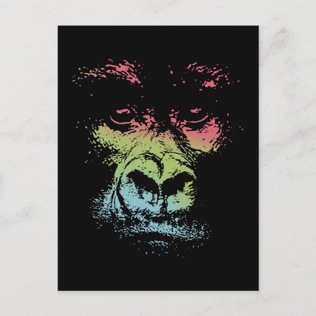 Gorilla Ansikte-färg Vykort (Framsida)