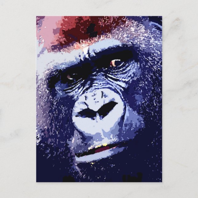 Gorilla Ansikte Pop Art Vykort (Framsida)