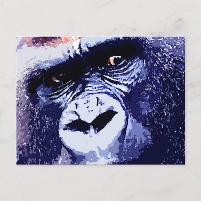 Gorilla Ansikte Pop Art Vykort (Framsida)