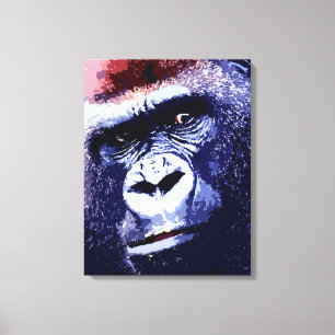 Gorilla Ansikte Pop Art Wrapped Canvas