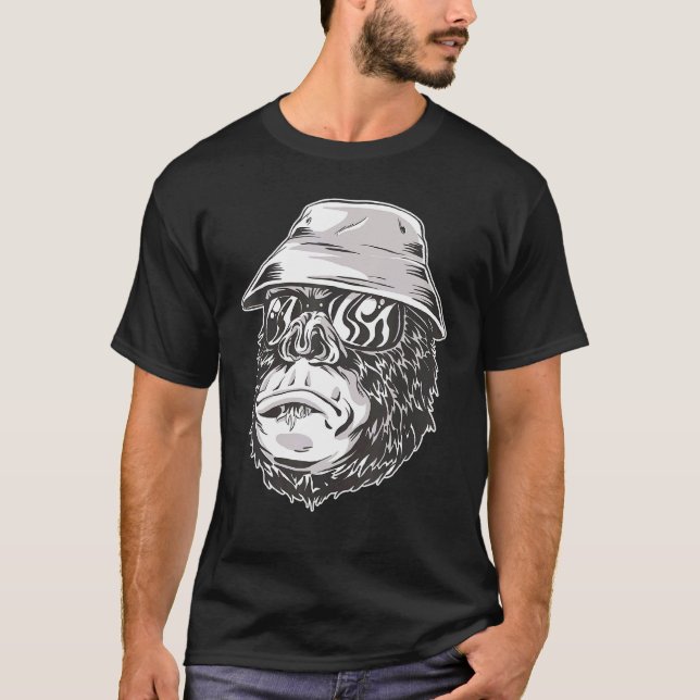 Gorilla Apa Fiskare Apa  Gorilla Barn T Shirt (Framsida)