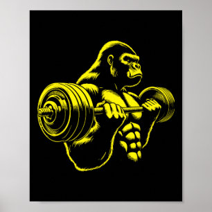 Gorilla Apa Gym Vekt Lyftning Bodybuilding Arbete Poster