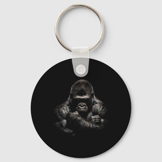 Gorilla Apa Gymkläder Bodybuilding Träningsmotivat Nyckelring (Framsida)