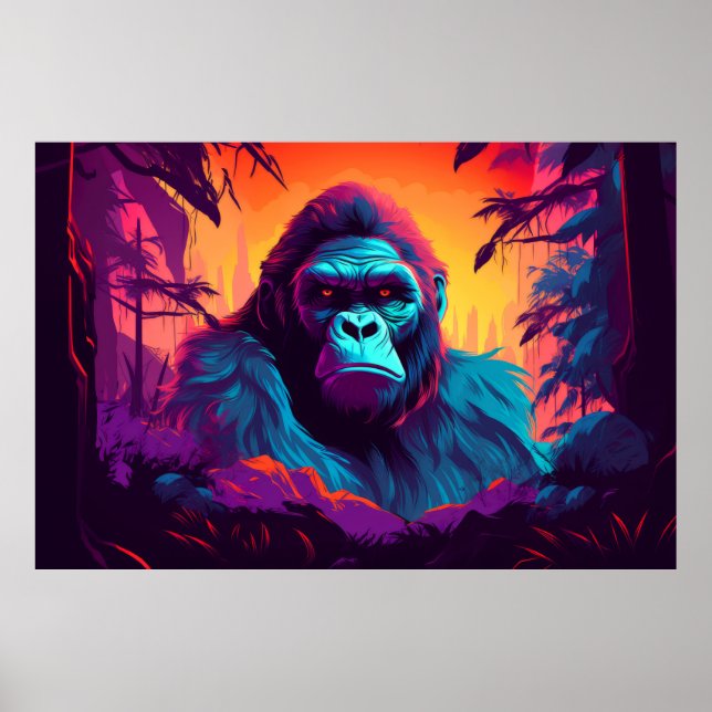 Gorilla Ape Animal Jungle Nature Wilderness Poster (Framsidan)