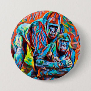 Gorilla Ape Family Abstrakt Animals Wildlife Art Knapp