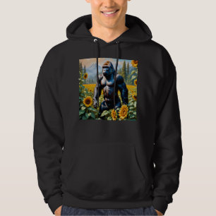 Gorilla Ape i Fält av solros Hoodie