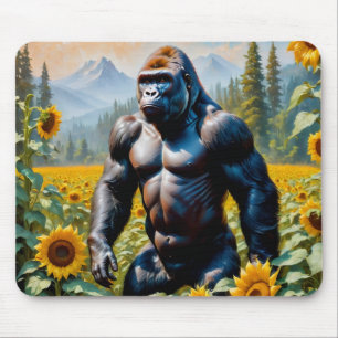 Gorilla Ape i Fält av solros Musmatta