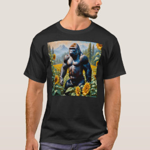 Gorilla Ape i Fält av solros T Shirt