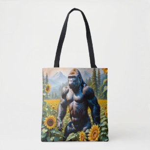 Gorilla Ape i Fält av solros Tygkasse