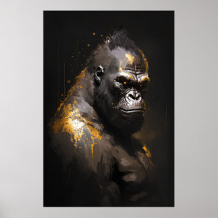 Gorilla Ape Porträtt Animal Nature Wildlife Spirit Poster