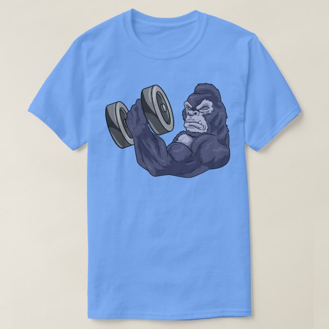 Gorilla As Bodybuilder With Barbell  T Shirt (Design framsida)
