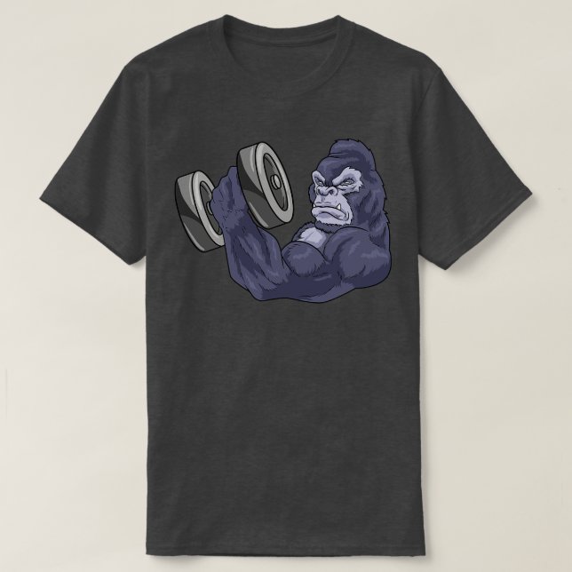Gorilla as Bodybyggder with Barbell T Shirt (Design framsida)