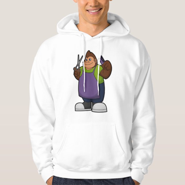 Gorilla as Hairdresser with Scissors & Comb Hoodie (Framsida)