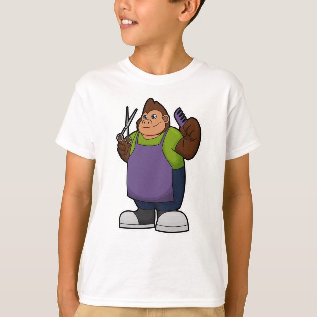 Gorilla as Hairdresser with Scissors & Comb T Shirt (Framsida)