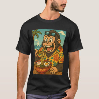 Gorilla äter Ramen Nudlar Solglasögon Japanska F T Shirt