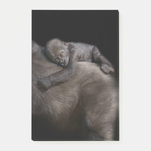 Gorilla Baby Riding on Morsa Tillbaka Post-it Block