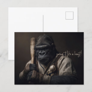 Gorilla Basebollspelare Vykort