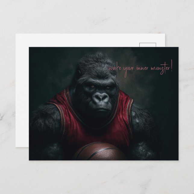 Gorilla Basketball Player Vykort (Fram/baksida)