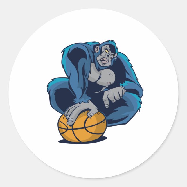Gorilla Basketball Runt Klistermärke (Framsida)