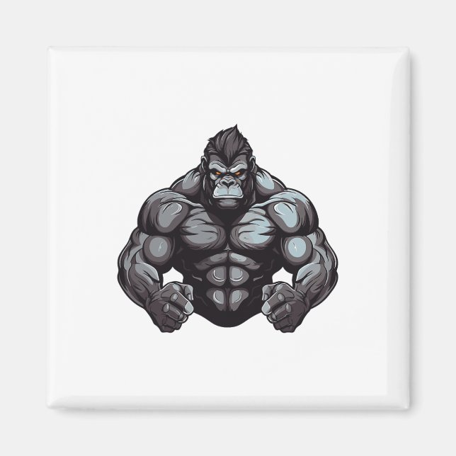 Gorilla Beast Bodybuilder Workout Gym Bodybuilding Magnet (Framsidan)