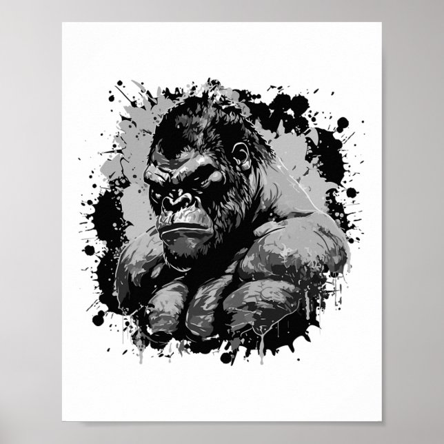 Gorilla Beast Muskler Träning Bodybuilding Boxning Poster (Framsidan)