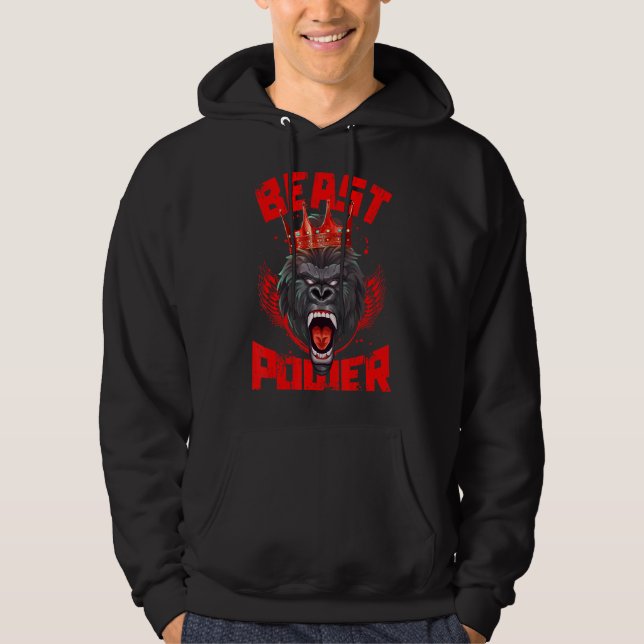 Gorilla Beast Power Workout Gym Motivation Fighter Hoodie (Framsida)