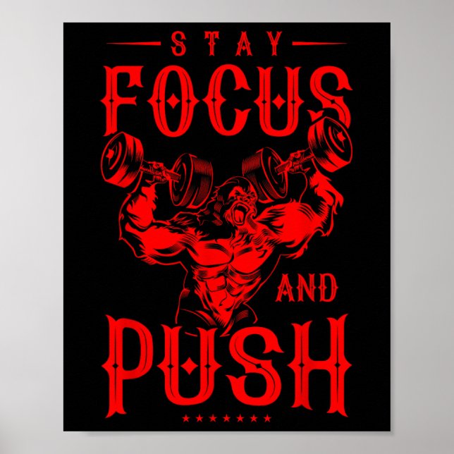 Gorilla Beast Quote Workout Fitness Bodybuilding G Poster (Framsidan)