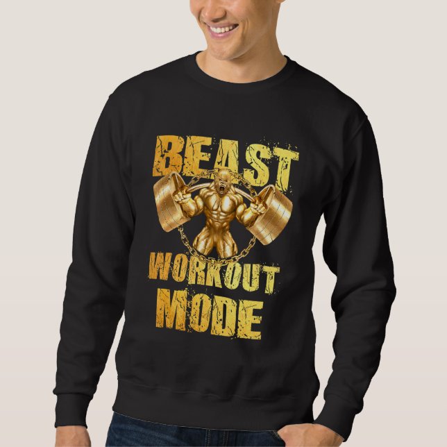 Gorilla Beast Workout Mode Guld Liiting Weights Gy Lång Ärmad Tröja (Framsida)